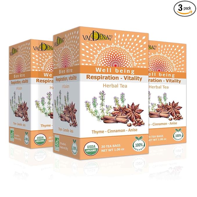 Valdena Bio Thyme, Cinnamon and Anise Tea Blend, Organic Herbal Teas for Stomach and Digestion Relief, (Pack of 3, Total of 60 Individually Wrapped Tea Bags) - Bloomnest