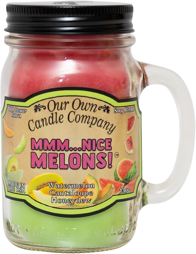 Our Own Candle Company, Nice Melons Scented Mason Jar Candle, 100 Hour Burn Time, Made in The USA - 13 Ounces - Bloomnest