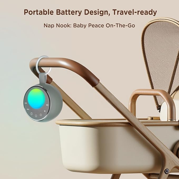 Peakeep White Noise Portable Sound Machine Sleeping Light for Adults Baby, Loud Clear Speaker, 25 Hours Continuous Audio 27 Noise Fan Nature No-looping Sounds, 30 Volume, Battery Operated - Bloomnest