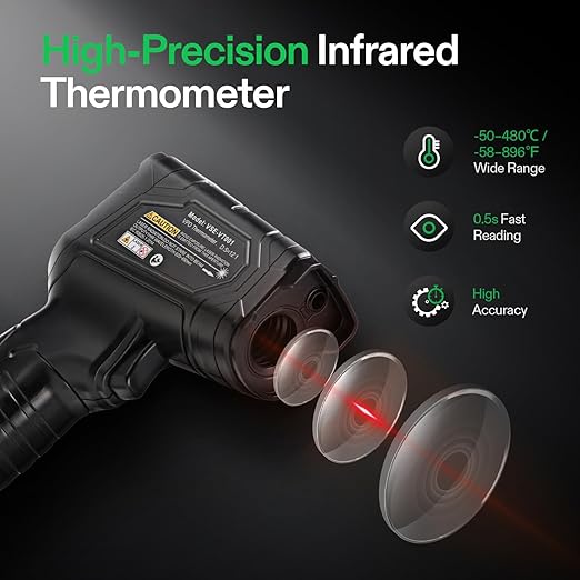 VIVOSUN VPD Thermometer, Handheld Environmental Monitor, Precision Infrared Laser Thermometer Gun with Adjustable Emissivity, Leaf VPD and Temperature Monitoring for Plants, Grow Tents, HVAC - Bloomnest