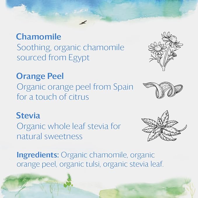 Grace Farms CHAMOMILE CITRUS Herbal Tea (16 Pyramid Sachets) | Naturally Sweet, Calming and Caffeine Free |Organic, Fair Trade and Kosher Certified | Gives Back 100% of Profits - Bloomnest