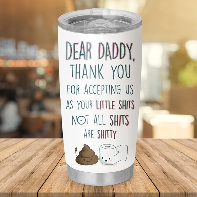 Personalized Daddy Little Shits Funny Dad Tumbler Cup Gift Father's Day, Dad, Father, Papa, Grandpa 20oz 30oz Insulated CoffeeTea Tumbler with Lid, White, (Pack of 1) - Bloomnest