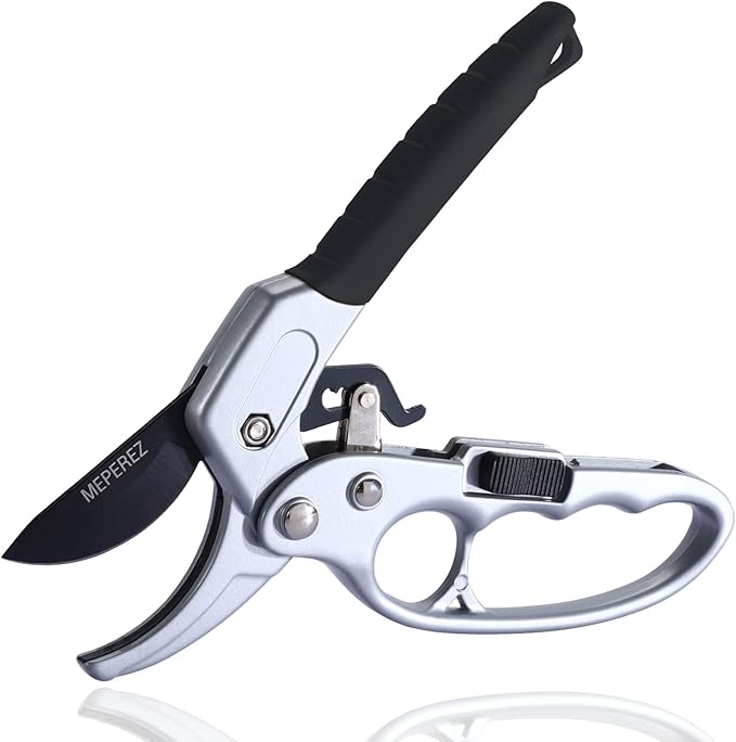 Ultra Sharp Germany Steel Pruning Shears - Cuts 3X Easier, Weak Hand Arthritis Snips, Rust-Resistant, Effortlessly 1-Inch Cut Capacity Garden Scissors, Ergonomic Handle (Black) - Bloomnest