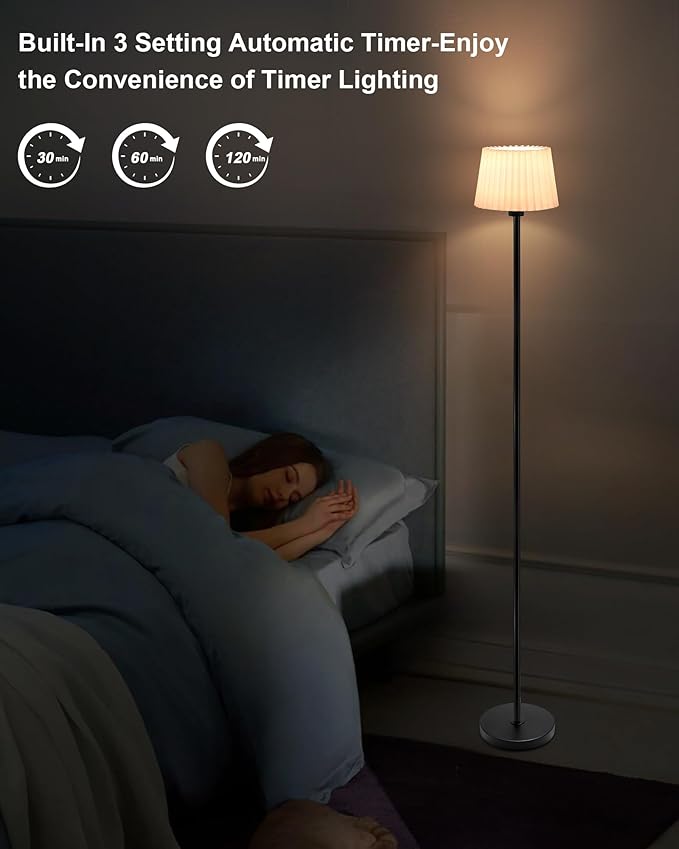 UMEXUS Cordless Rechargeable Floor Lamp for Bedroom, 57" Battery Operated Dimmable Floor Lamp, Small Corner Standing Light with Remote & Timer Portable Bedside Outdoor Patio Kids Room Ambient Lighting - Bloomnest