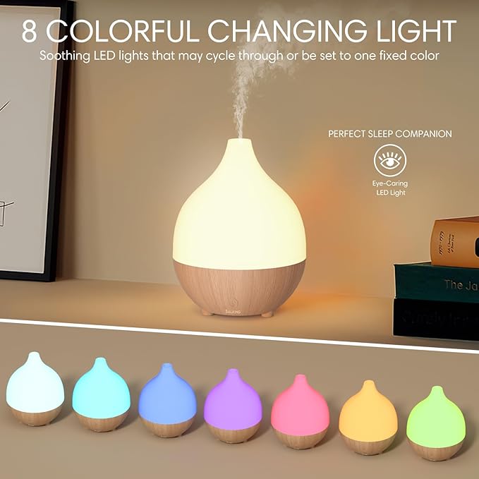 SALKING Essential Oil Diffuser (Set of 2), 100ml Small Aromatherapy Diffuser with Auto Shut-Off, Ultrasonic Diffusers for Essential Oils, Cool Mist Humidifier with Warm White Lights, for Office Home - Bloomnest