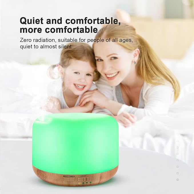 300ML Essential Oil Diffuser, Remote Control Ultrasonic Aromatherapy Oil Diffusers Cool Mist Humidifier, Waterless Auto-Off and 7 LED Light Colors for Bedroom, Yoga, SPA, Baby - Bloomnest