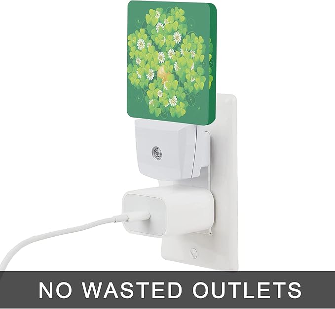 St Patrick's Day Night Light,Happy Green Clover Night Lights Plug into Wall with Dusk to Dawn Light Sensors 0.5W Led Night-Lights for Stairway/Hallway/Bedroom St Patrick's Day Décor - Bloomnest