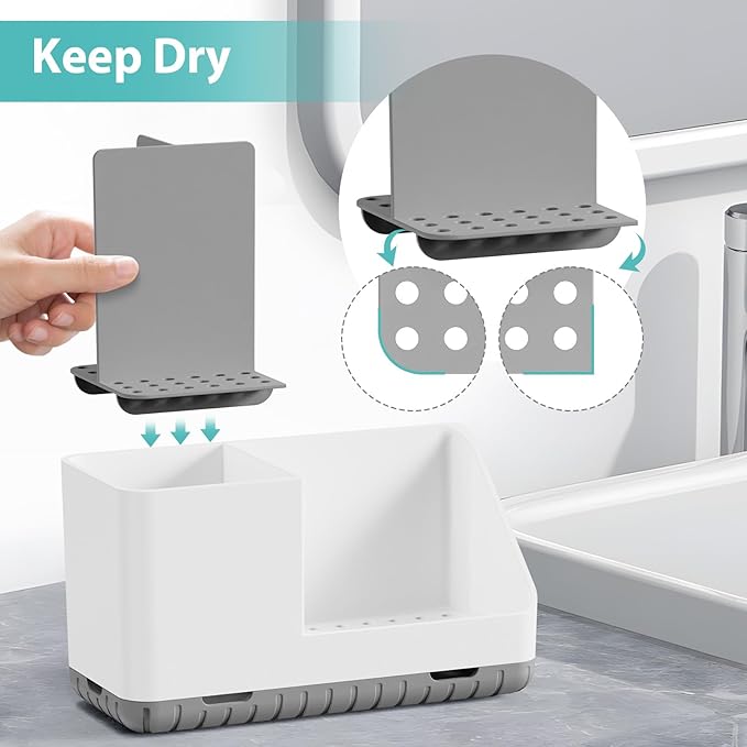 Toothbrush Holders for Bathrooms, Kids Electric Toothbrush and Toothpaste Holder with Drainage, Tooth Brush Holder for Bathroom Countertop Organizer (Grey) - Bloomnest