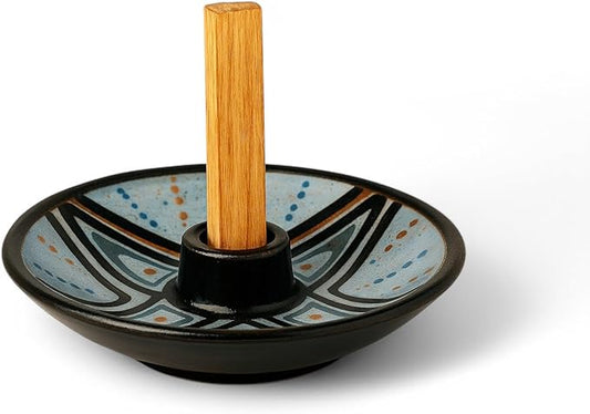 Authentic Peruvian Pottery Palo Santo Stick Holder | Handmade Ceramic Smudge Bowl | Incense and Sage Holder | Unique Decor for Spiritual and Aromatherapy Practices (Blue Aura) - Bloomnest