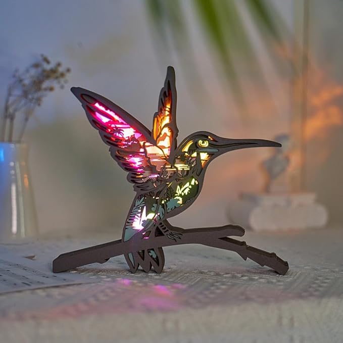 3D Wooden Animal Carving Multi-Color LED Night Light, Wood Carving Light, Modern Home Decoration, Decorative Tables, Cabinets, Living Rooms, Bedrooms, Offices, Farmhouses, Bookshelves, Perfect Gifts - Bloomnest