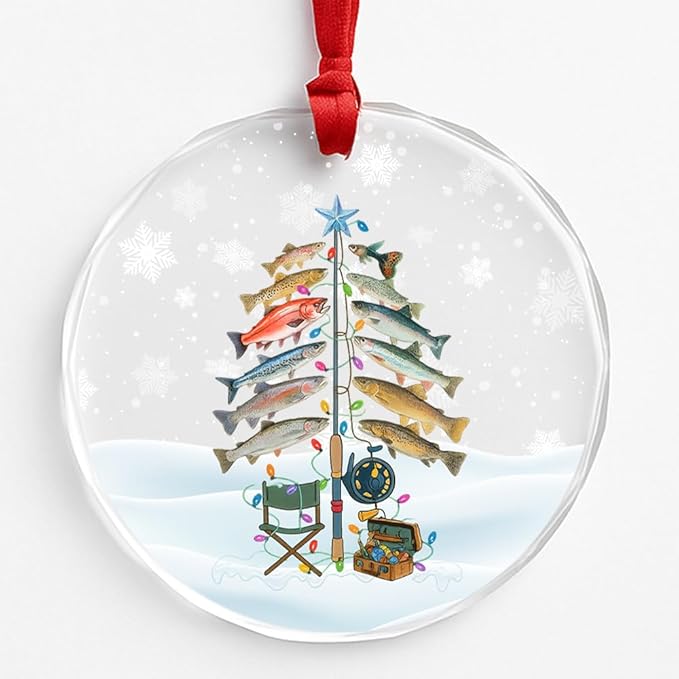 Fishing Glass Ornament – Handcrafted Hanging Decoration, Elegant Keepsake with Unique Fishing Design, for Home, Holiday Tree, or Special Occasion - Bloomnest