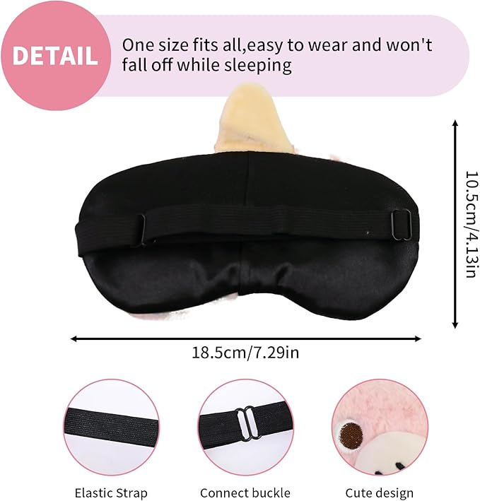 Cute Sleep Eye Masks for Kids, Kawaii Cartoon Kids Sleeping Mask for Women Boys Girls Teens, Soft Plush Adjustable Eyeshade Travel Nap Eye Cover (Blue+Pink Monster) - Bloomnest