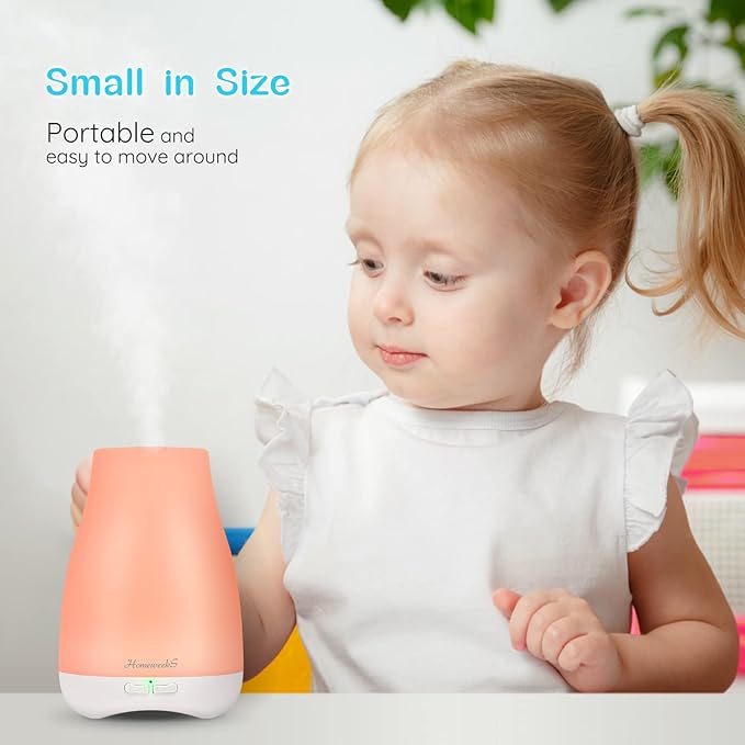 Homeweeks Diffusers, 100ml Colorful Essential Oil Diffuser with Adjustable Mist Mode, Auto Off Aroma for Bedroom/Office/Trip (100 ML 1 Pack) - Bloomnest