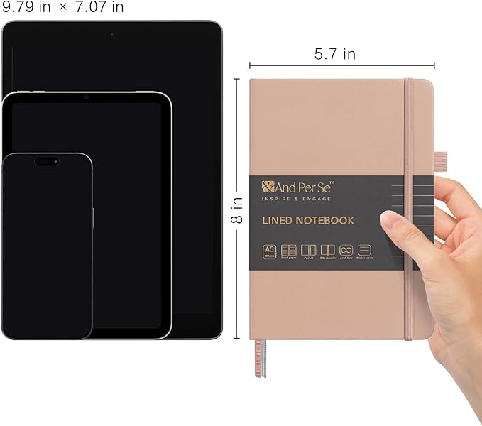 &And Per Se Lined Journal Notebook, 160 Pages, A5 5.7 x 8 inches College Ruled Thick Paper Notebook Journals for Writing, Hardcover Notebooks for Women Men Office School (1 Pack, Apricot) - Bloomnest