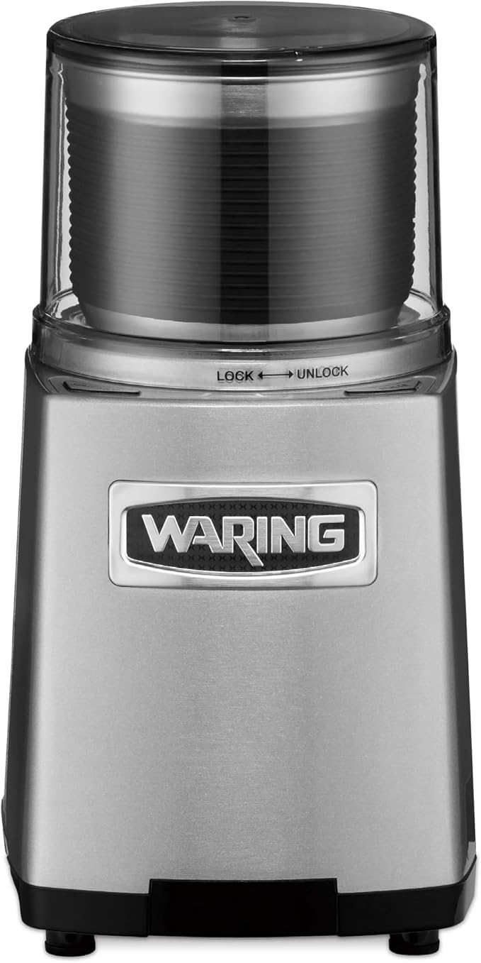 Waring Commercial WSG60 3 Cup Spice Grinder, 1 HP Motor, 20,000 RPM's, Pulse Actuation, Includes 2 stainless steel grinding-bowls-120V, 175W, 5-15 Phase Plug, 0.9 cu. ft. - Bloomnest
