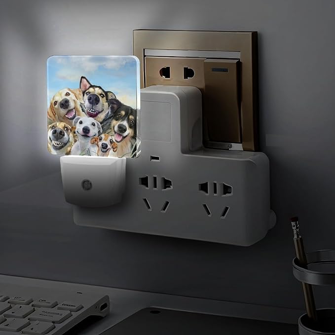 Cute Dog Night Light, Plug into Wall Decor Nightlights for Bedroom, Bathroom, Hallway, Kitchen, with Dusk to Dawn Light Auto Sensors LED Night Lights for Boys Girls Women Men Room Gifts - Bloomnest