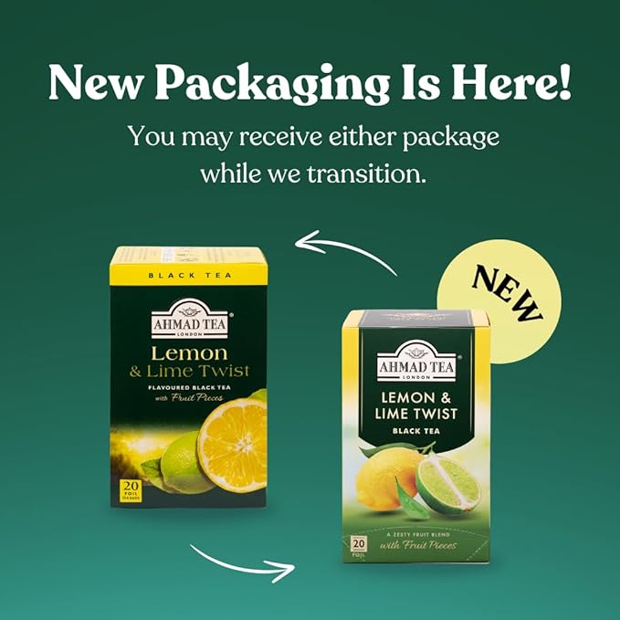 Ahmad Tea Lemon & Lime Twist Black Tea, 20-Count Boxes (Pack of 6) - Bloomnest