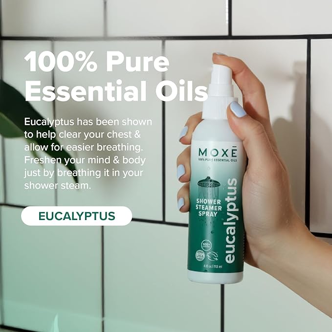 MOXE Shower Mist, Spa Steam Spray, Certified Natural Essential Oils, Aromatherapy, Calming Relief (Lavander and Eucalyptus, 4 Fl Oz (Pack of 2)) - Bloomnest