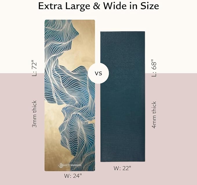 Shakti Warrior Suede yoga mat - Premium Printed Natural Eco-friendly Non-Slip Mat Great for Hot Yoga, Pilates, Workouts (72 inch x 24 inch x 3mm thick) - Bloomnest