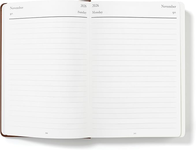 Wykeham's Executive 2026 Daily Journal Planner – US Public Holidays & Format – Customization Available (Personalized Brown, 8.5"×5.5") - Bloomnest