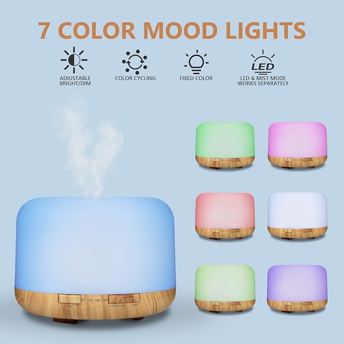 SACATR Essential Oil Diffusers for Home with 36x5mL Oil Diffuser Sets, Ultrasonic Technology, Remote Control for Home Office, Auto Shut-Off 4 Timers 15 Colors - Bloomnest