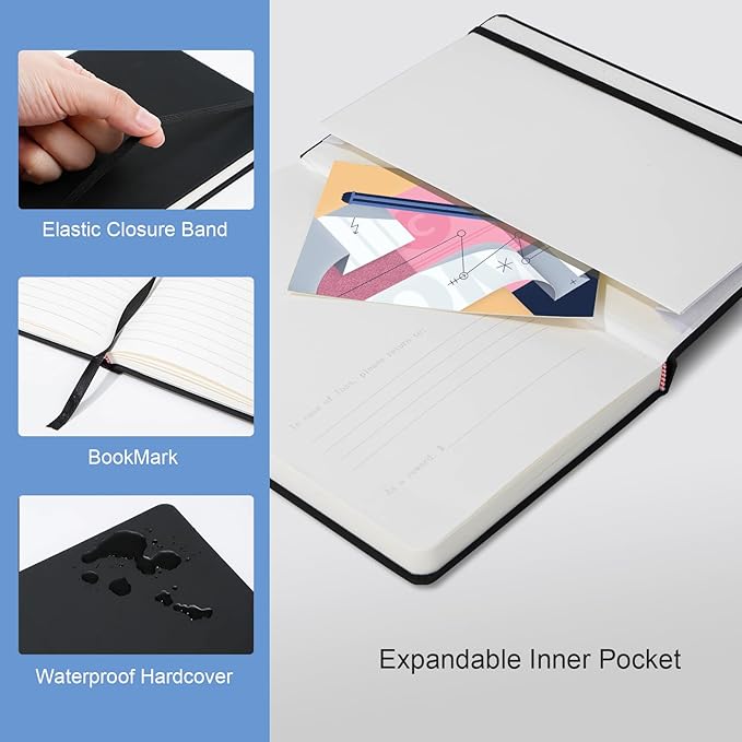 COMIX 24 Pack Lined Journal Notebooks for Work, 240 Pages, Medium 5.5" x 8.3", A5 Hardcover Journaling Notebooks for Business School Office, Notebooks for Notes-Taking Writing - Bloomnest
