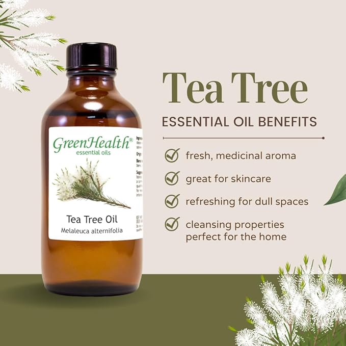 2 Bottles - 16 fl oz Tea Tree Essential Oil (100% Pure & Uncut), Aluminum Bottle - GreenHealth - Bloomnest