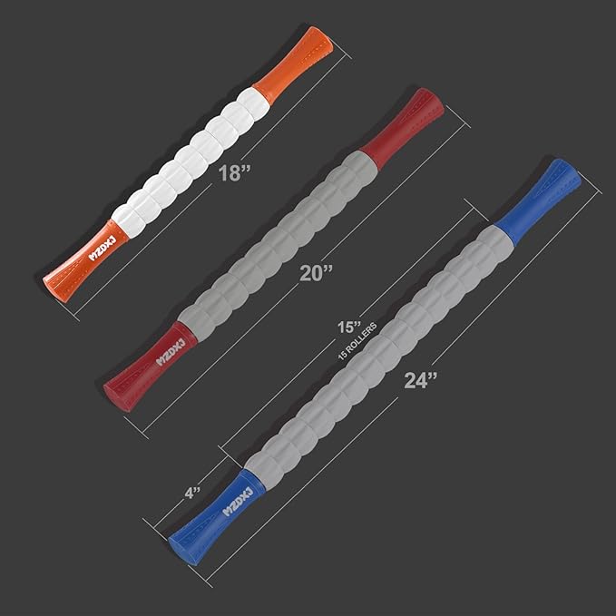 Muscle Roller Massage Roller Stick- Deep Tissue Fascia Blaster for Myofascial Pain Relief, Lymphatic Drainage & Body Sculpting, Handheld Physical Therapy & Recovery Tool(Orange White -18 inch) - Bloomnest