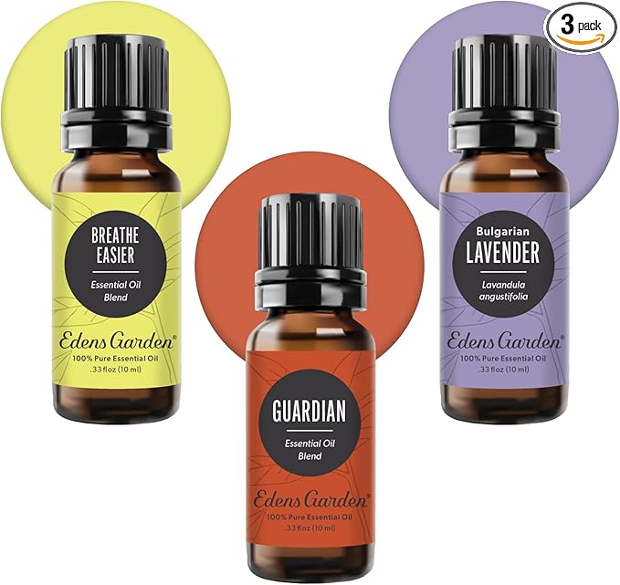 Edens Garden Essential Oils Well-Being 3 Set – 100% Pure Therapeutic Grade, Undiluted, Natural Aromatherapy for Skin, Diffusers & Home – Includes: Breathe Easier, Guardian & Lavender, 10 ml/ 3 Pack - Bloomnest