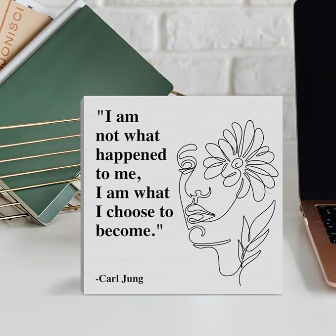Therapy Office Desk Decor Wooden Box Sign, Mental Health Decor for Home School Counseling Decoration Mental Health Gift for Counselor Psychologist Therapist, I Am What I Choose to Become - Bloomnest