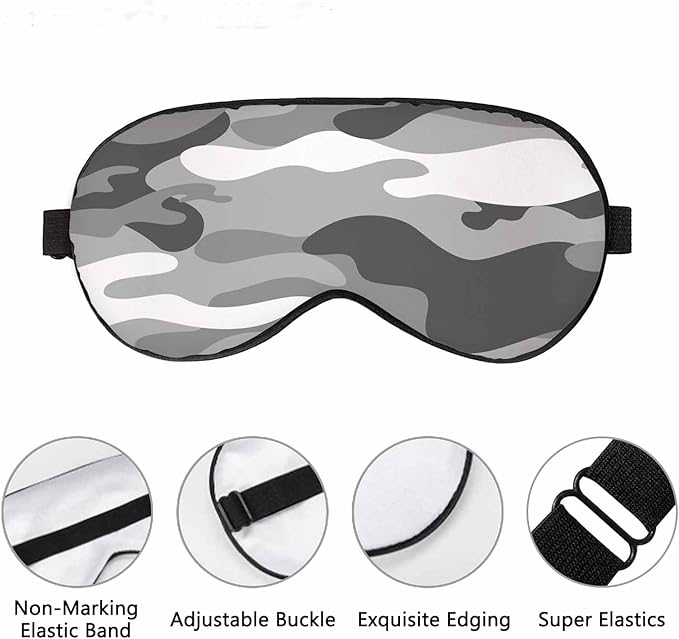 Camo Sleep Eye Mask Classic Abstract Military Camouflage Gray Men Women Sleep Mask with Adjustable Strap Eye Cover Eye Shade for Travel, Nap,Meditation - Bloomnest