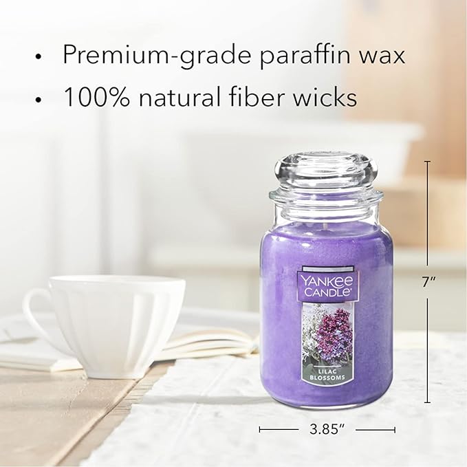 Yankee Candle Lilac Blossoms Scented Classic 22oz Large Jar Single Wick Candle Over 110 Hours of Burn Time Perfect for Gifting Gatherings and Seasonal Decorations - Bloomnest