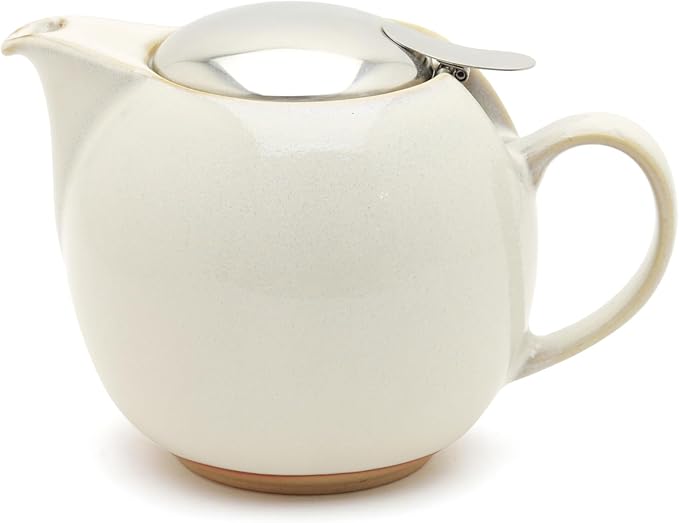 Zero Japan Bee House Round Teapot - Ceramic Teapot with Removable Lid & Stainless Steel Infuser for Loose Tea - Tea Pot for Two - Natural White (24 oz) - Bloomnest