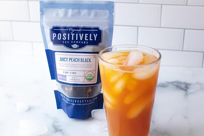 Organic Positively Tea Company, Juicy Peach Black Tea, Loose Leaf, 16 Ounce - Bloomnest