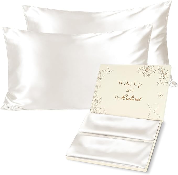 Yanibest Satin Pillowcase, Silk Pillow Cases for Hair and Skin with Zipper, Standard Pillow Cases Set of 2 for 20"x26", Exquisite Packaging for Women Men - Bloomnest