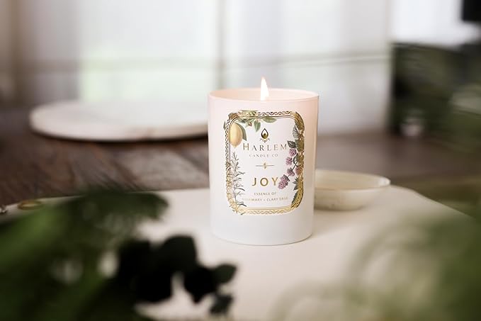 HARLEM CANDLE CO. - Joy - Luxury Scented Soy Candle, 11 oz - 80-Hour Burn Time | Fresh Mint, Italian Lemon, Rosemary, Jasmine Petals, Cedarwood, Amber Musk | Scented Candles for Home - Bloomnest