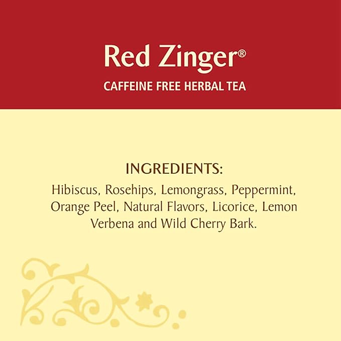 Celestial Seasonings Hibiscus Tea, Red Zinger Herbal Tea, Caffeine Free, 20 Tea Bags (Pack of 6) - Bloomnest