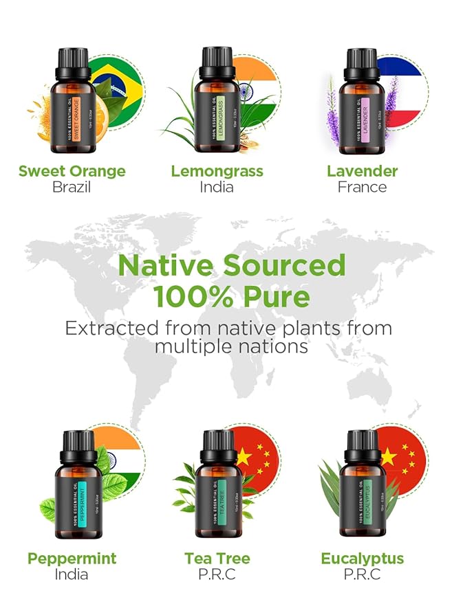 InnoGear Essential Oil Diffuser with Oils, 100ml Aromatherapy Diffuser with 6 Essential Oils Set, Aroma Cool Mist Humidifier Gift Set, Yellow Wood Grain