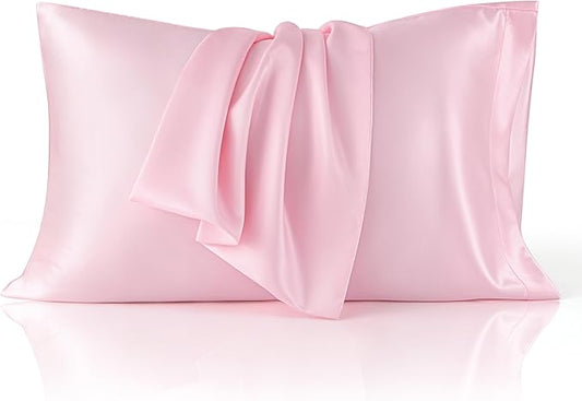 Bedsure King Size Satin Pillowcase Set of 2 - Pink Silky Pillow Cases for Hair and Skin with Envelope Closure, Similar to Silk Pillow Cases, Valentine Gifts for Women Girls, 20x36 Inches, 2pcs - Bloomnest