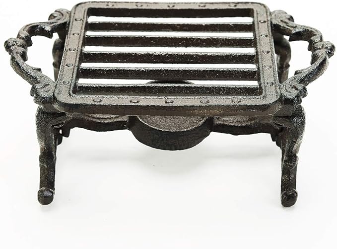 Sungmor Heavy Duty Cast Iron Teapot Dish Warmer Stable Holder for Tealight Stand | Tealight Warmer Decorative Stove for Villa Yard Balcony-Square - Bloomnest