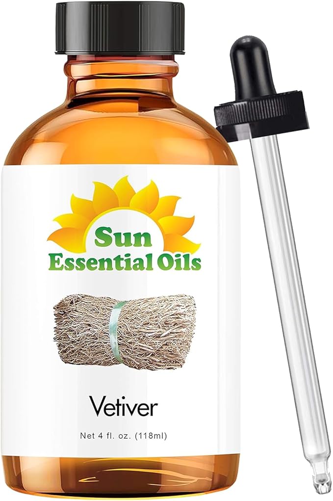 Sun Essential Oils Vetiver Essential Oil, 4 oz, for Aromatherapy – Vetiver Oil - Bloomnest
