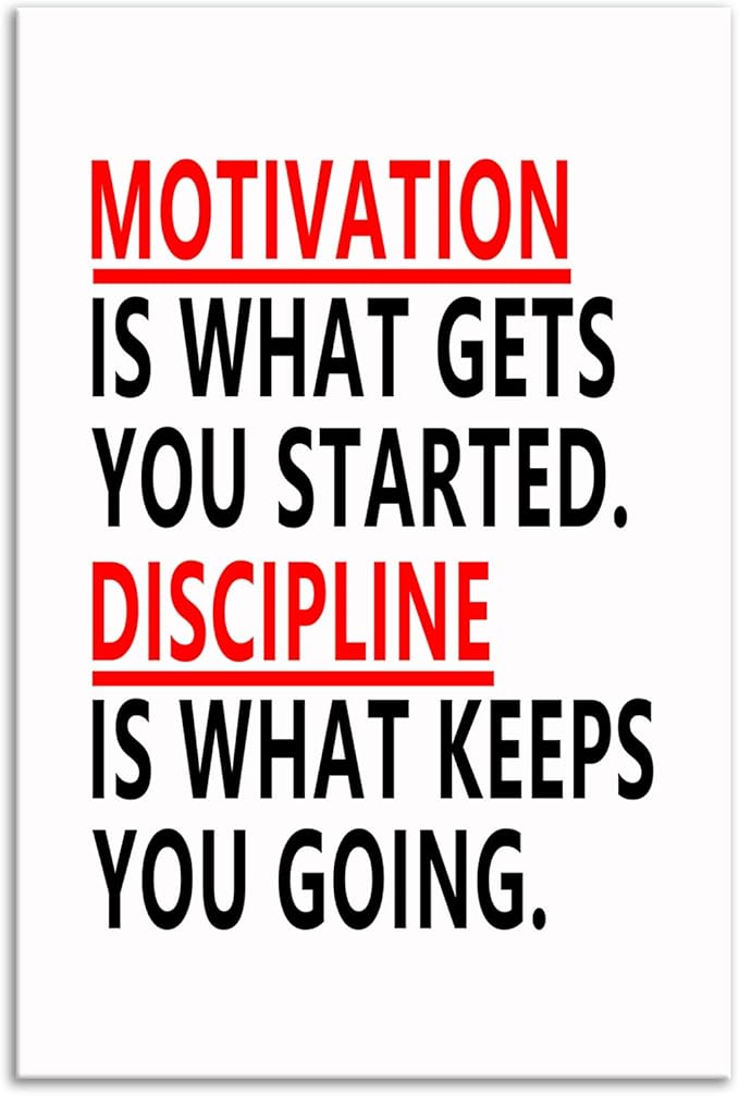 Discipline Motivation Poster Motivational Canvas Wall Art Office Wall Decor Poster Framed Painting Inspirational Picture Print Artwork Modern Home Bedroom Living Room School Decor[12''W x 18''H] - Bloomnest