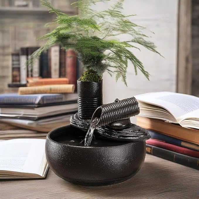 Ceramic Indoor Tabletop Water Fountain - Zen Cascades Decorations Feng Shui Waterfall Decor, Zen Meditation Soothing Sound for Home Office Desk, Good Luck Gift - Bloomnest