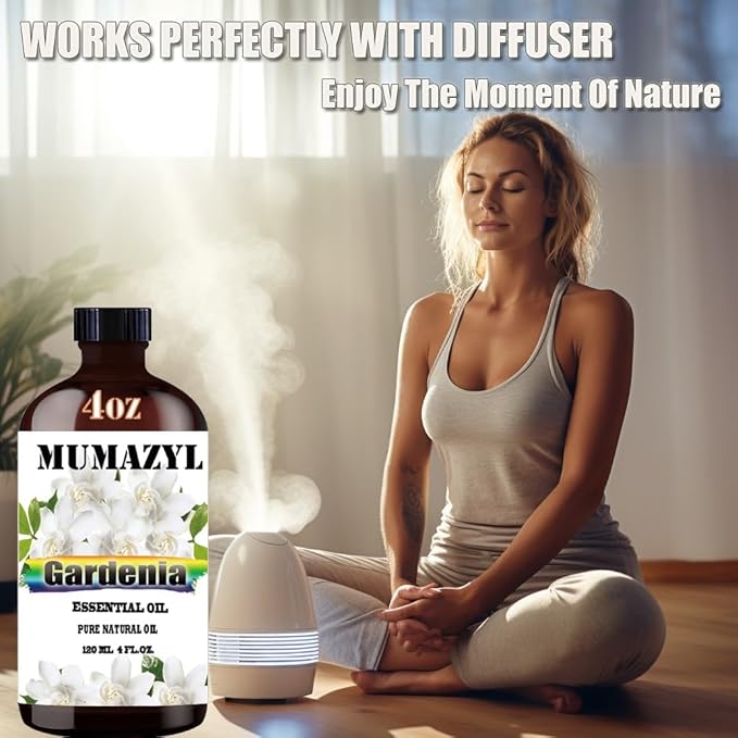 Gardenia Essential Oil, Gardenia Oil 4 Fl Oz 120ML for Diffuser Humidifier Yoga Cleaning DIY Candle Soap Making Essential Oils - Bloomnest
