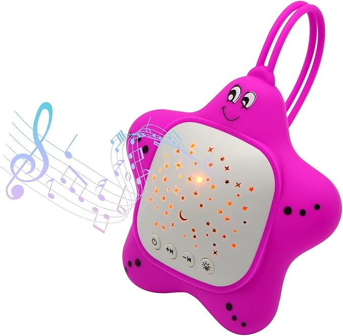 Portable Baby White Noise Sound Machine, Infant Sleeping Music with Projector Star Starry Light, Sleep Sound Music for Baby, Kids