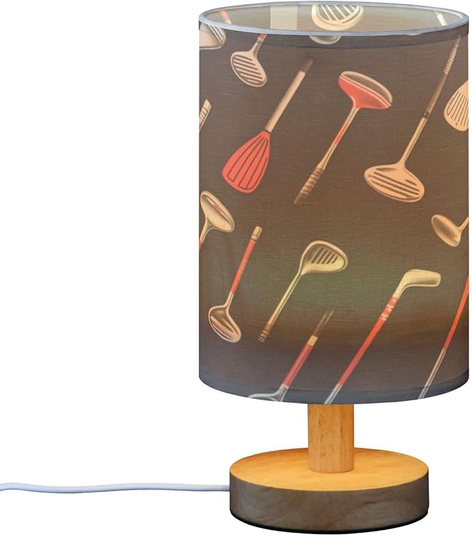 Vintage Golf Clubs Table Lamp with USB Port Night Light Bedroom Lamps for Nightstand Living Room Dorm Home Office Desk - Bloomnest