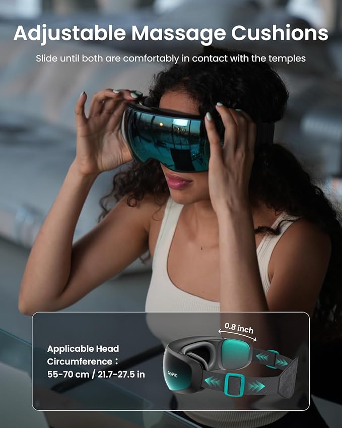 RENPHO Eyeris Caligo Eye Massager with Mist & Temple Massage, Christmas Birthday Gifts for Women Men Mom Dad Her,FSA Eligible HSA Temple Massager for Migraines,Head Circumferences 21.7in to 27.5in - Bloomnest