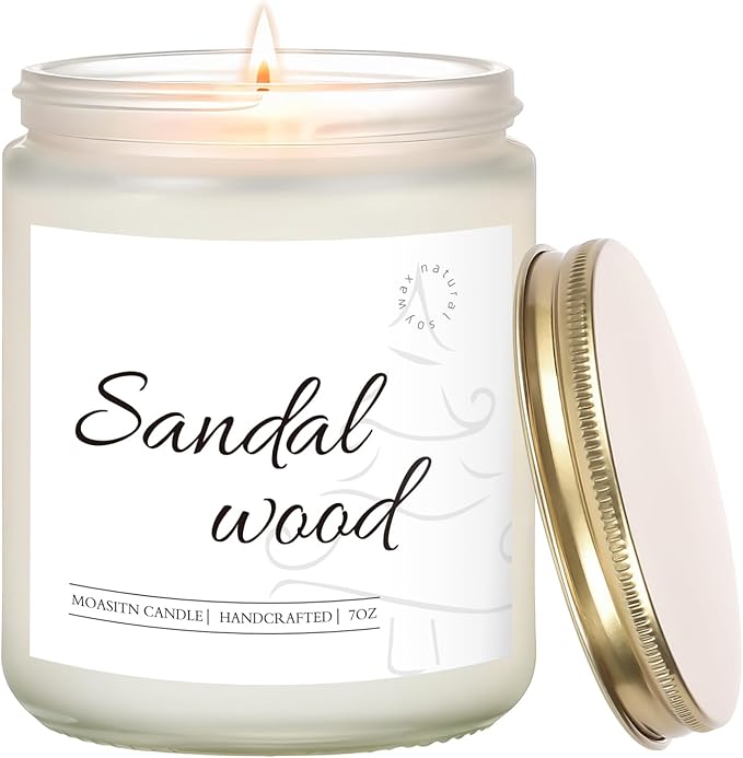 MOASITN Sandalwood Scented Candles for Home| Cedar,Sandalwood,Musk Scented Soy Candle| Handmade Longlasting Aromatherapy Candle| Jar Candel Gift for Women,Men for Spring,Birthday,Relaxing|7oz - Bloomnest