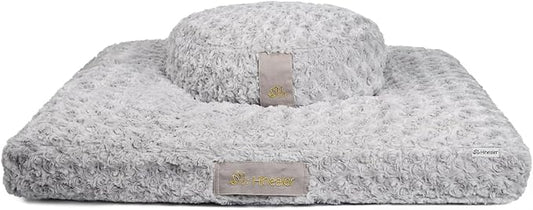 Hihealer Meditation Cushion Set – Large Rose Velvet Zafu & Zabuton Floor Pillow Traditional Tibetan Yoga Bolster for Adults Buckwheat Filled for Comfort Support - Bloomnest