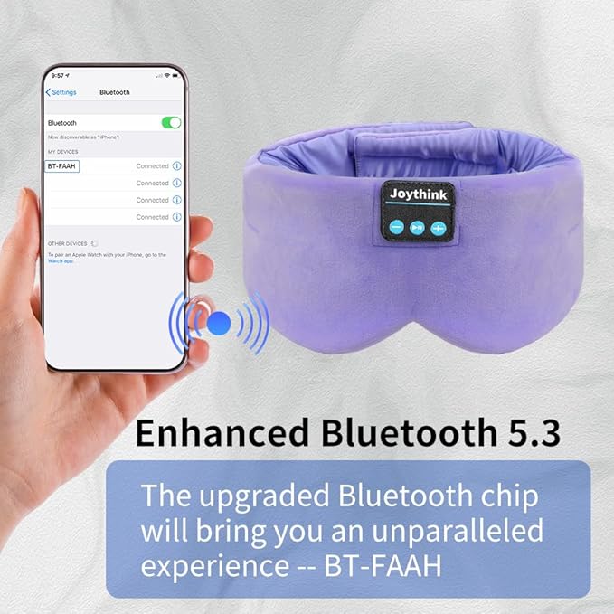 Joythink Sleep Headphones Bluetooth Sleep Mask Silk Headband Earphones Bluetooth Eye Mask for Sleeping On Side Blackout Soft Sleep Earphones Music Kids Children Eye Cover Purple - Bloomnest